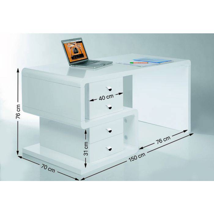 White Club Desk Snake 150x70cm - JULIA VENCE STORE