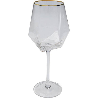 Wine Glass Diamond Gold Rim - JULIA VENCE STORE