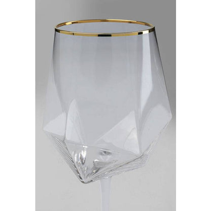 Wine Glass Diamond Gold Rim - JULIA VENCE STORE